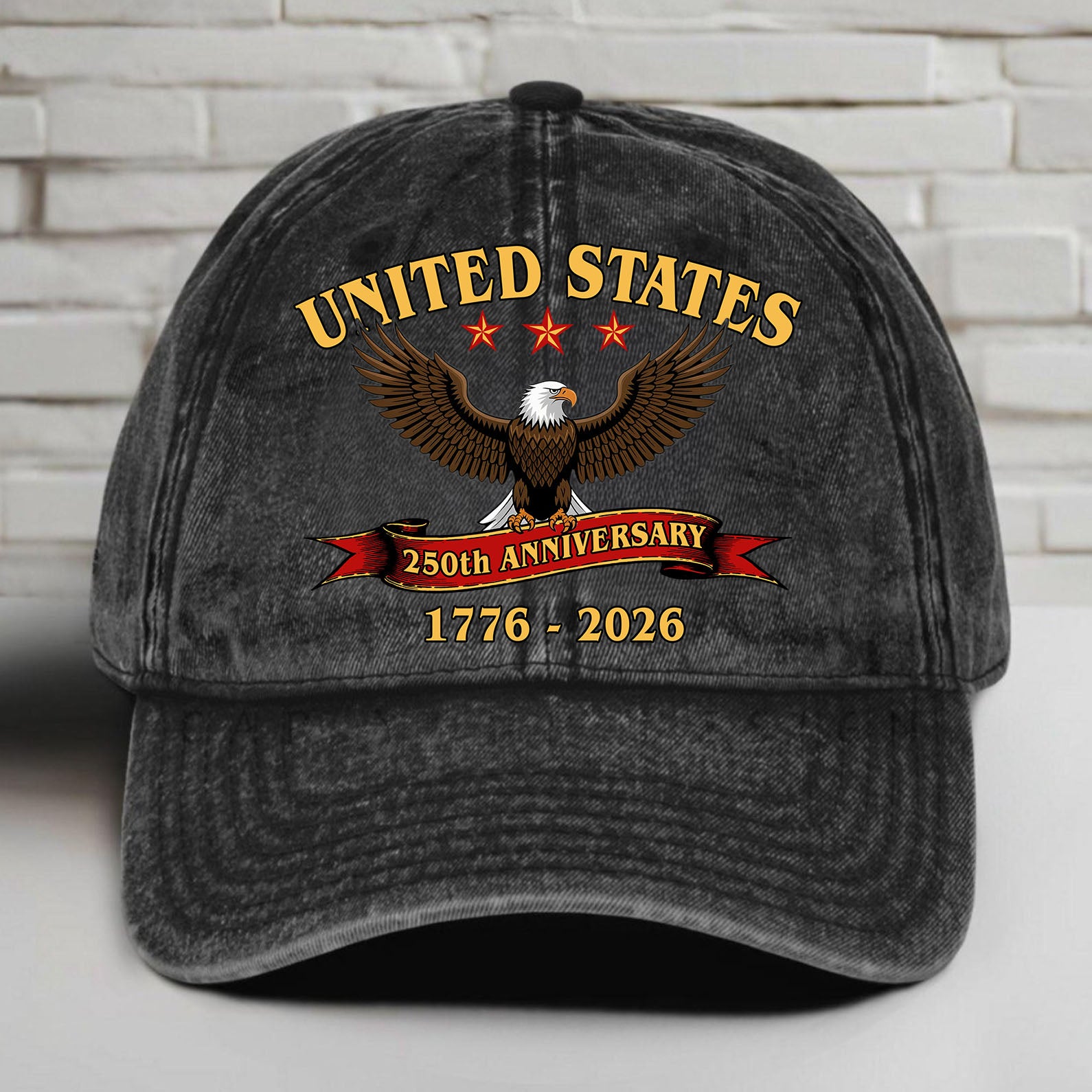 America 250 Years Anniversary Printed Vintage Washed Denim Baseball Cap | 250th Anniversary Hat 683584