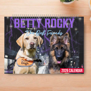 Retro Vintage Portrait Bootleg Calendar 2026 | Customize Pets Photo Calendar | Personalized Custom Pet Lovers Wall Calendar 683394