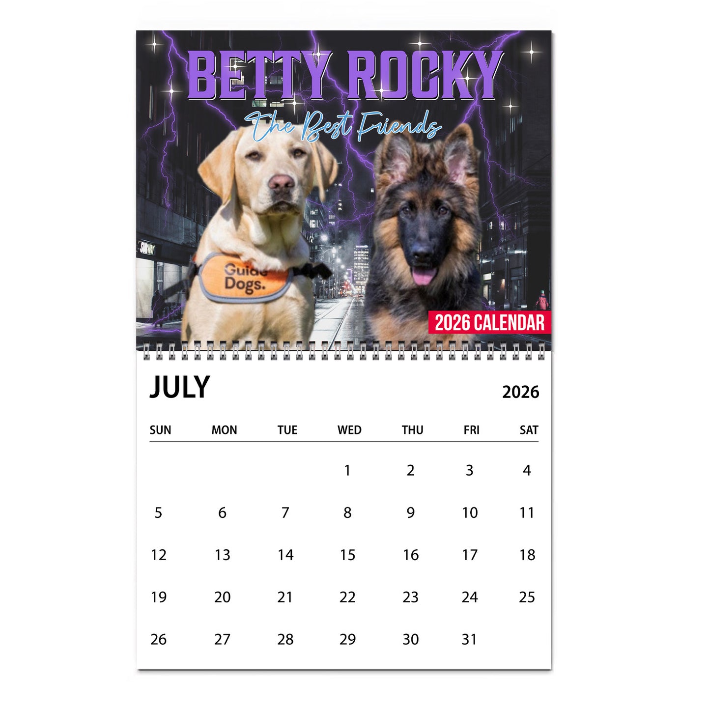 Retro Vintage Portrait Bootleg Calendar 2026 | Customize Pets Photo Calendar | Personalized Custom Pet Lovers Wall Calendar 683394