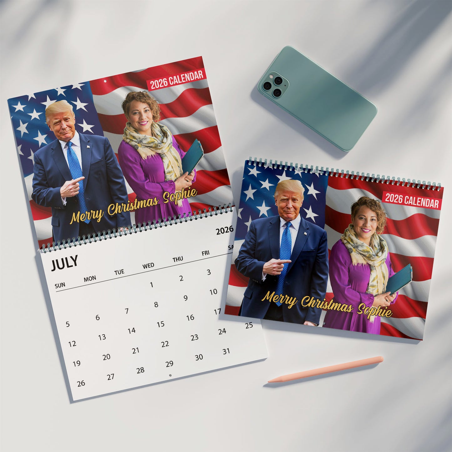 Customize Photo with Trump 2026 Calendar | Personalized Photo Stand with Trump Wall Calendar | Gift For Trump Supporters 683374- GOP