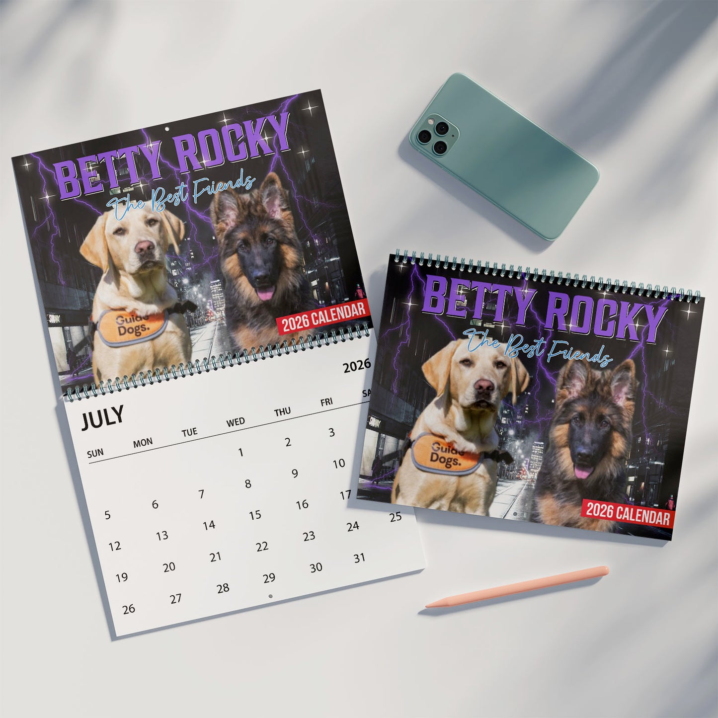 Retro Vintage Portrait Bootleg Calendar 2026 | Customize Pets Photo Calendar | Personalized Custom Pet Lovers Wall Calendar 683394