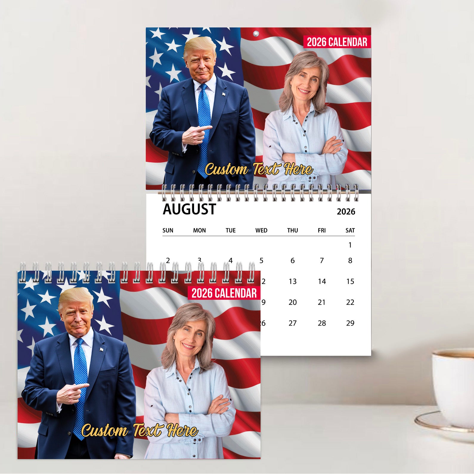Customize Photo with Trump 2026 Calendar | Personalized Photo Stand with Trump Wall Calendar | Christmas Eve 2026 Gifts | Gift For Trump Supporters 683374- GOP