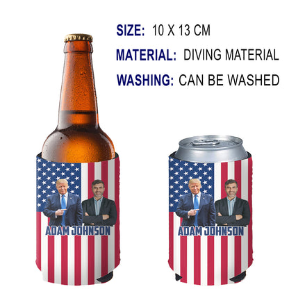 Personalized Photo With Trump Can Cooler | President Trump Can Holder | Family Gift Can Sleeve For Drinks 682434 - GOP