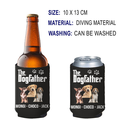 Personalized The Dogfather Can Cooler | Custom Dog Photo Can Holder | Gift for Dad | Father's Day Gift Idea 682464