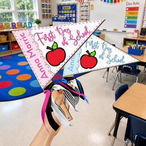 Personalized First Day of School Pennant Flag, Custom Name School Photo Prop, Back to School Keepsake 685525