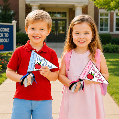 Personalized First Day of School Pennant Flag, Custom Name School Photo Prop, Back to School Keepsake 685525