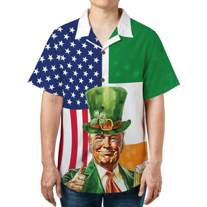 Trump America Irish Flag Hawaiian Shirt| St. Patrick's Day 3D Shirt | Trump Hawaiian Shirt 681933- GOP