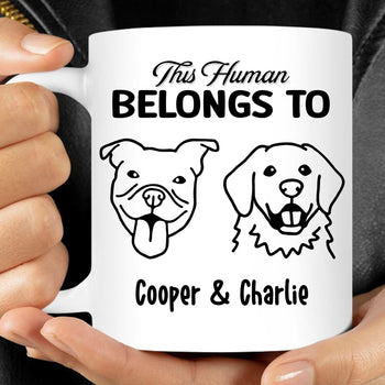 Human Belongs To Dog Cat Personalized Custom Photo Dog Cat Mug T784