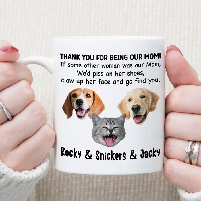 Thank You Being Dad Mom Personalized Custom Photo Dog Cat Mug T786