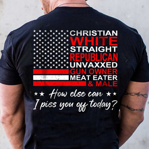 Christian White Straight Republican Shirt | Donald Trump Homage Shirt | Donald Trump Fan Backside Shirt T939 - GOP