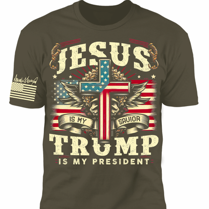 Jesus Is My Savior Trump Is My President Shirt, 47th President Trump Vintage Shirt, Republicans Dark Shirt 682109 - GOP