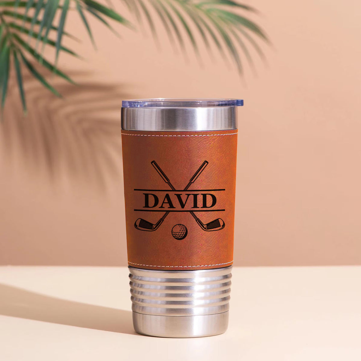 Personalized Golf Leather Tumbler, Custom Name Golfer Leather Tumbler, Father’s Day Gift, Birthday Gift for Dad Husband 683887