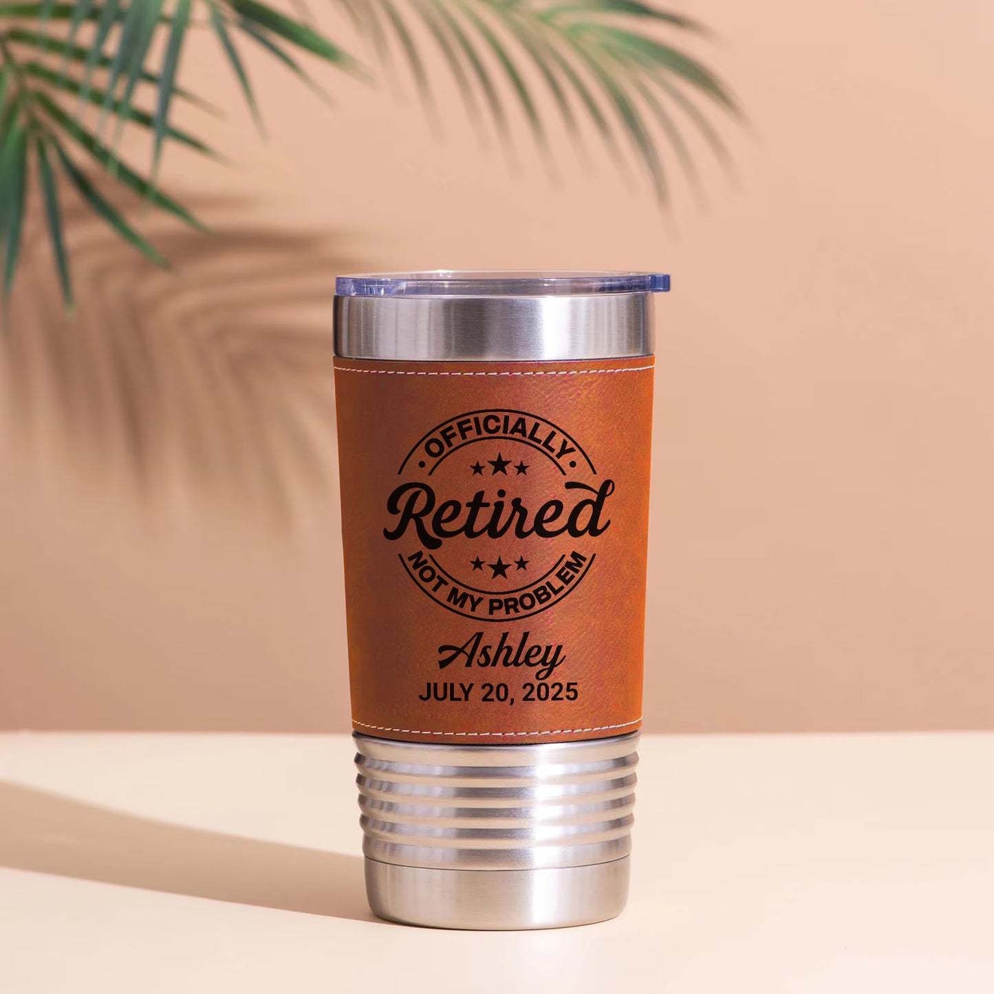 Custom Retirement Leather Tumbler | Personalized Retirement Leather Tumbler | Gift for Coworker, Retiree 683813