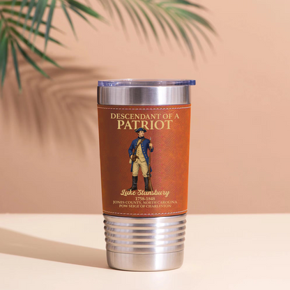 250 Years Of America Leather Tumbler, Personalized Descendant Of A Patriot Tumbler 684550
