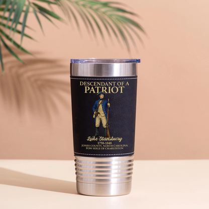 250 Years Of America Leather Tumbler, Personalized Descendant Of A Patriot Tumbler 684550