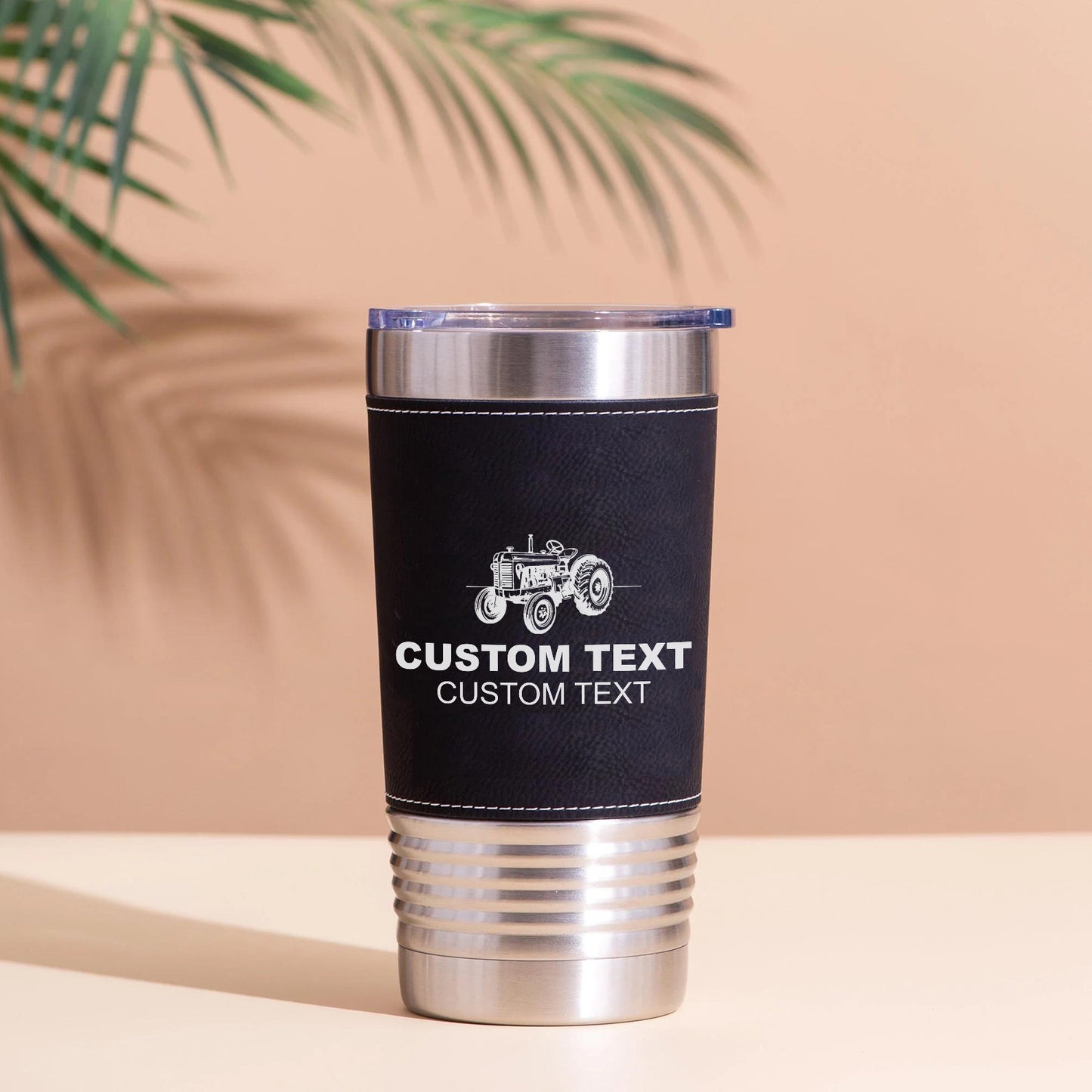 Custom Farm Leather Tumbler, Personalized Rancher Leather Tumbler, Gifts for Farmers, Tractor Leather Tumbler 683838