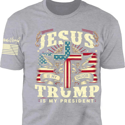 Jesus Is My Savior Trump Is My President Shirt, 47th President Trump Vintage Shirt, Republicans Dark Shirt 682109 - GOP