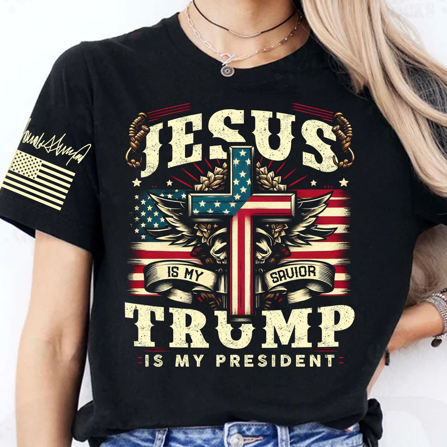 Jesus Is My Savior Trump Is My President Shirt, 47th President Trump Vintage Shirt, Republicans Dark Shirt 682109 - GOP