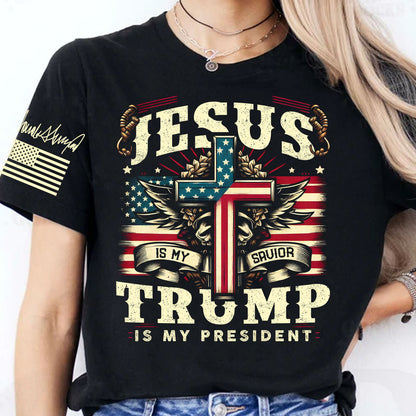 Jesus Is My Savior Trump Is My President Shirt, 47th President Trump Vintage Shirt, Republicans Dark Shirt 682109 - GOP