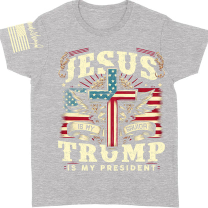 Jesus Is My Savior Trump Is My President Shirt, 47th President Trump Vintage Shirt, Republicans Dark Shirt 682109 - GOP