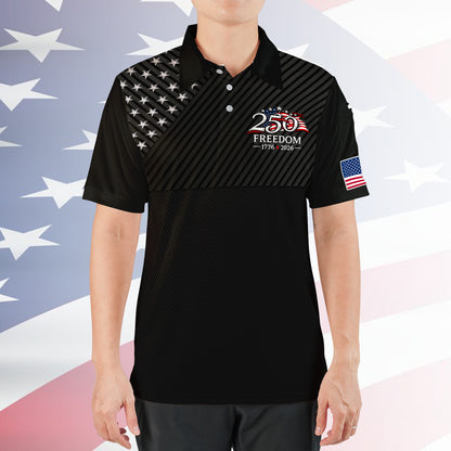 USA 250th Anniversary Polo Shirt, Patriotic American Flag Golf Polo, 4th Of July AOP Polo Shirt 685273
