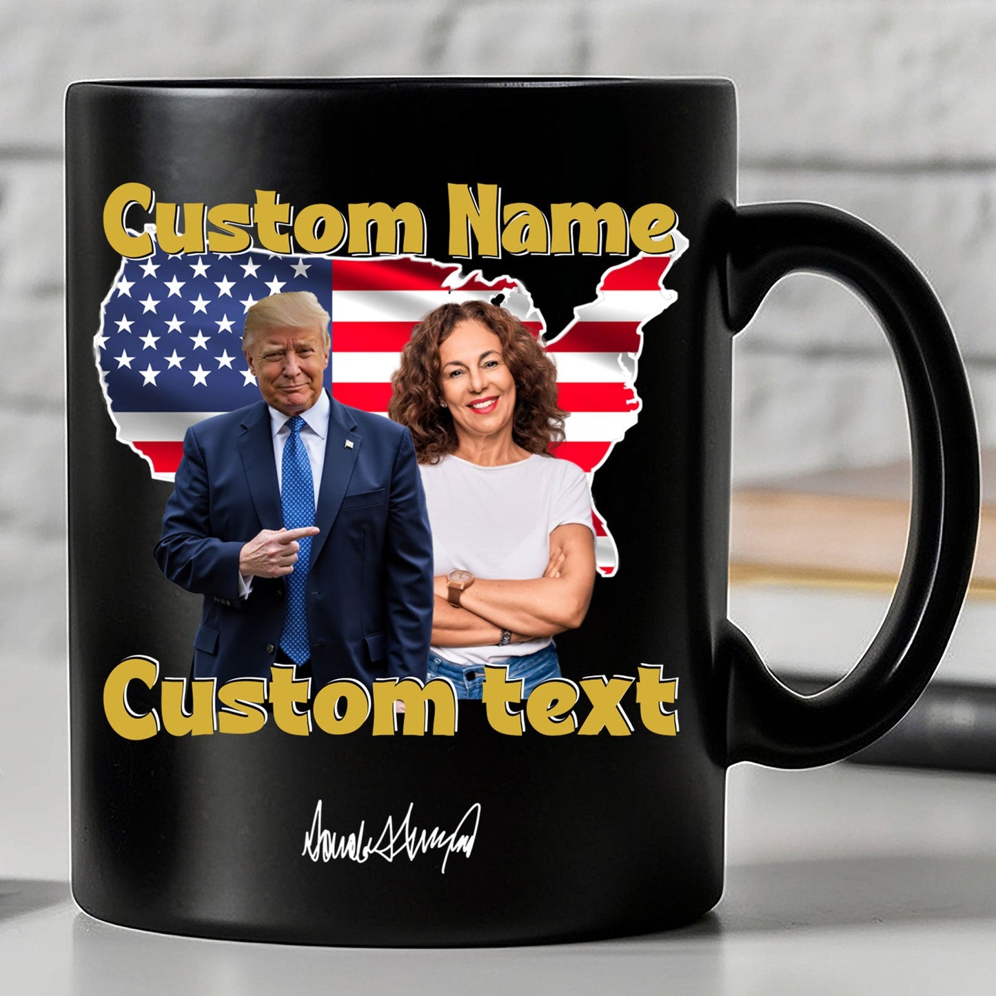 My Dad With Donald Trump Custom Photo Black Mug | Father's Day Mug | Father's Day Gift Ideas 682048 - GOP