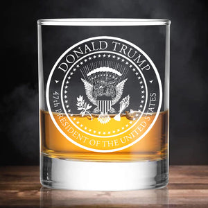 Trump 47 Presidential Seal | Trump 2024 Whisky Glass | Trump Print Whisky Glasses M1814- GOP