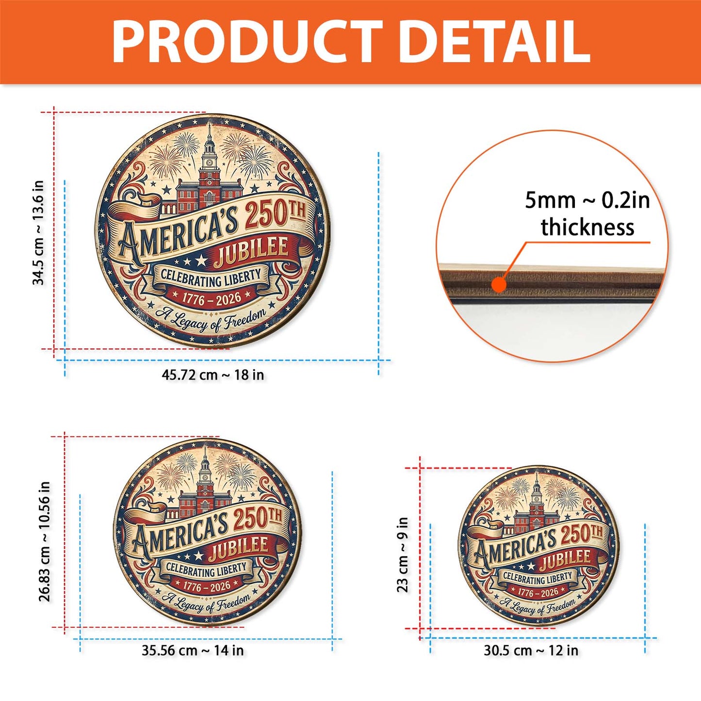 America's 250th Jubilee Celebrating Liberty | 250 Years 1776-2026 Semiquincentennial Wooden Sign 684427