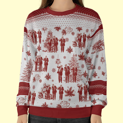 Funny Trump Dancing Toile De Jouy Ugly Sweater, President Donald Trump Christmas All-Over-Printed Sweatshirt, Republican Gift 683511 - GOP