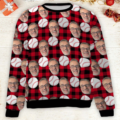 Custom Face Ugly Christmas Sweatshirt, Personalized Photo Ugly Baseball Sweater, Christmas All-Over-Printed Sweatshirt 682627