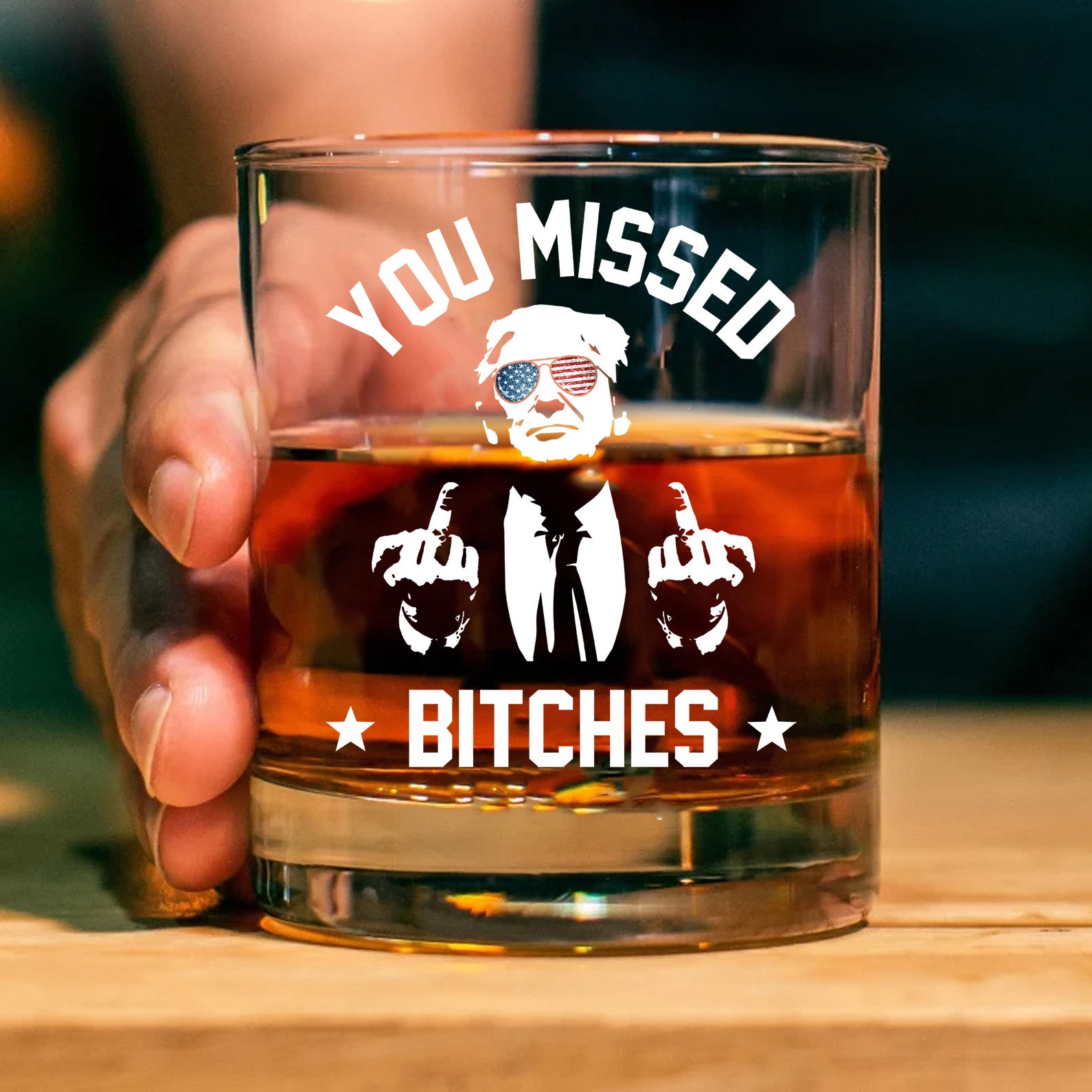 Engraved Trump You Missed | Trump 2024 Election Whisky Glass | Trump 47th President Print Whisky Glasses T1759 - GOP