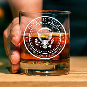 Trump 47 Presidential Seal | Trump 2024 Whisky Glass | Trump Print Whisky Glasses M1814- GOP