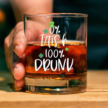0% Irish 100% Drunk  Beer Glass | St. Patrick's Day Print Whisky Glasses, St Patrick's Day Glass 681903