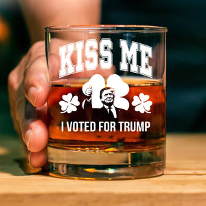 Kiss Me I Voted For Trump Beer Glass | Trump Print Whisky Glasses, St Patrick's Day Glass 681905