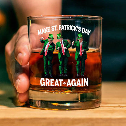 Trump Dancing Make St. Patrick's Day Great Again Beer Glass | St. Patrick's Day Print Whisky Glasses, St Patrick's Day Glass 681896
