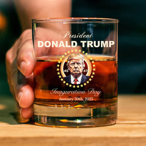 Inauguration Day 2025 President Donald Trump | US Election Whisky Glass | Trump 47th President Print Whisky Glasses T1762 - GOP