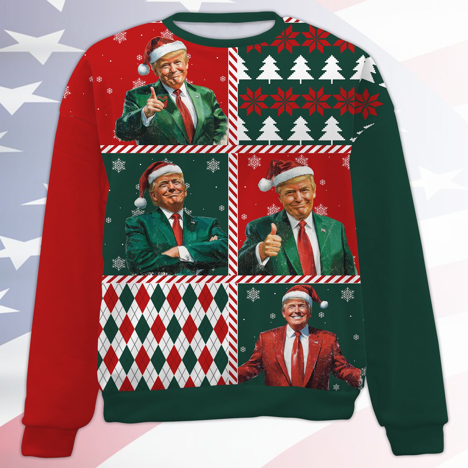Jolly Trump Christmas Ugly Sweater, Funny Trump Santa Christmas All-Over-Printed Sweatshirt 683469 - GOP