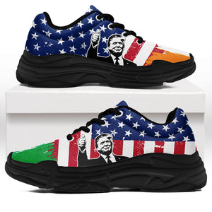 Trump US Irish Flag Chunky Shoes | Trump Unisex Shoes | St. Patrick's Day Shoes | Patriotic Chunky Shoes 681947 - GOP