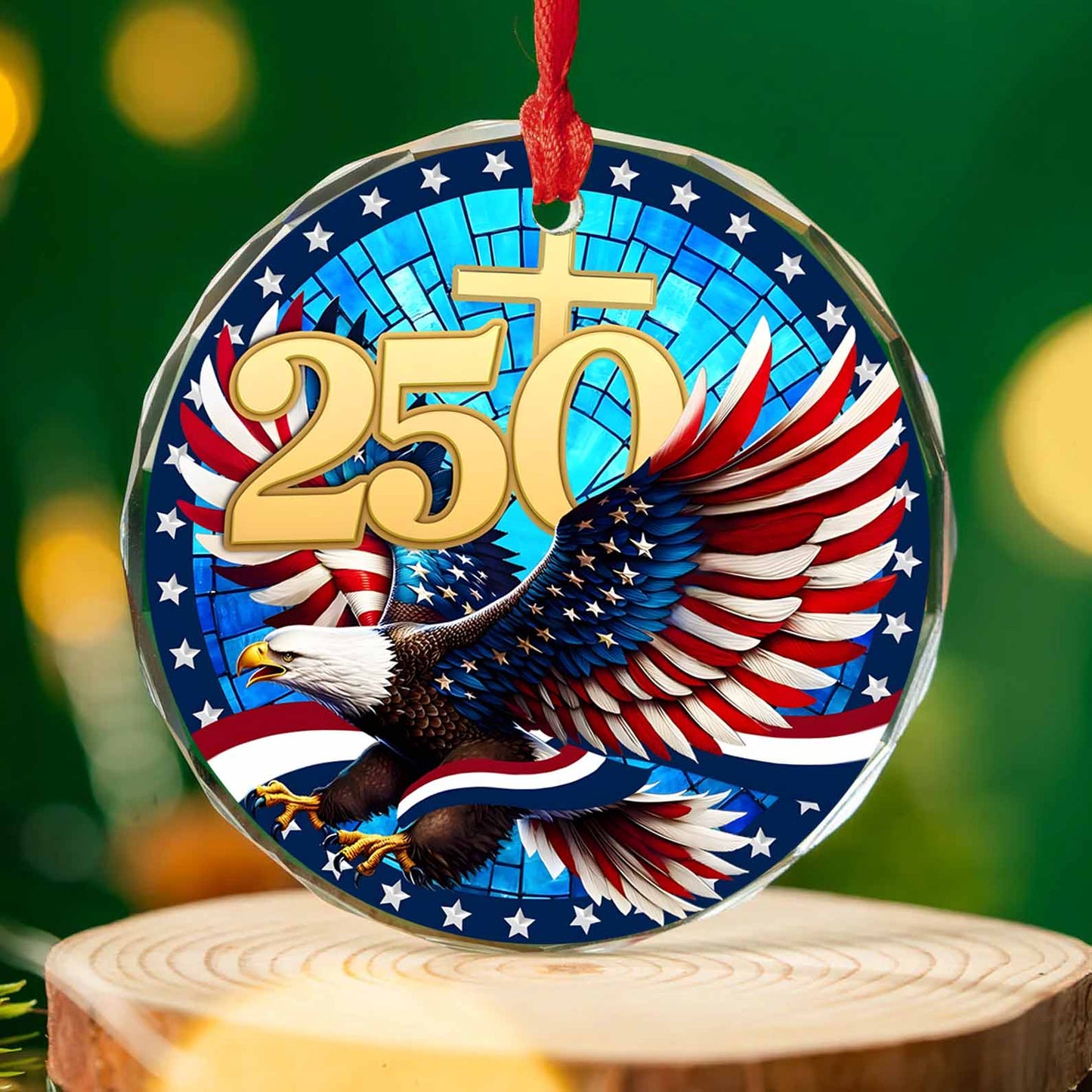 250 Years Of America Eagle Glass Ornament | America 250 Anniversary | Happy 250th Birthday USA | Patriotic 4th Of July Glass Ornament For Christmas Decor 682738