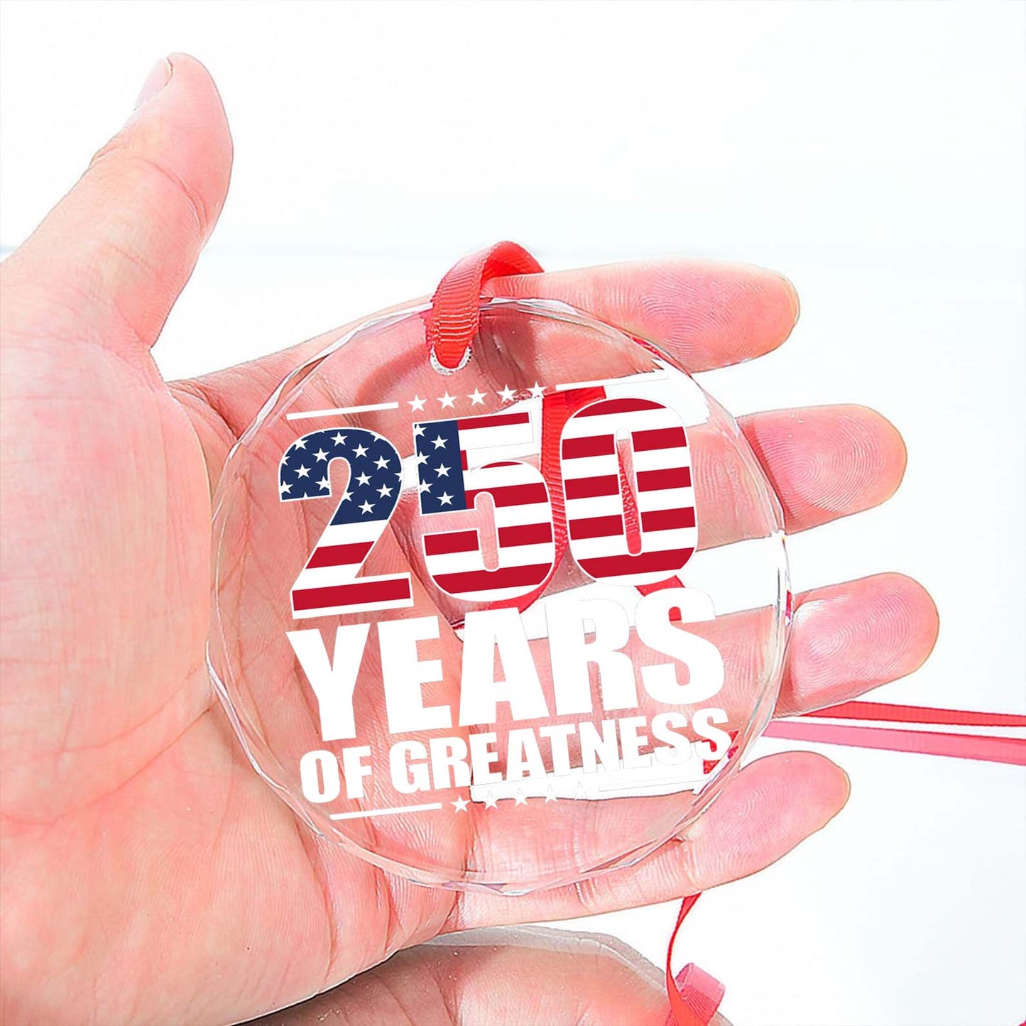 250 Years Of Greatness Glass Ornament | America 250 Anniversary | Happy 250th Birthday USA | Patriotic 4th Of July Glass Ornament For Christmas Decor 682670