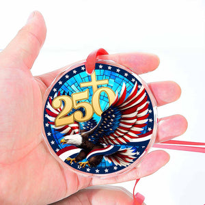 250 Years Of America Eagle Glass Ornament | America 250 Anniversary | Happy 250th Birthday USA | Patriotic 4th Of July Glass Ornament For Christmas Decor 682738
