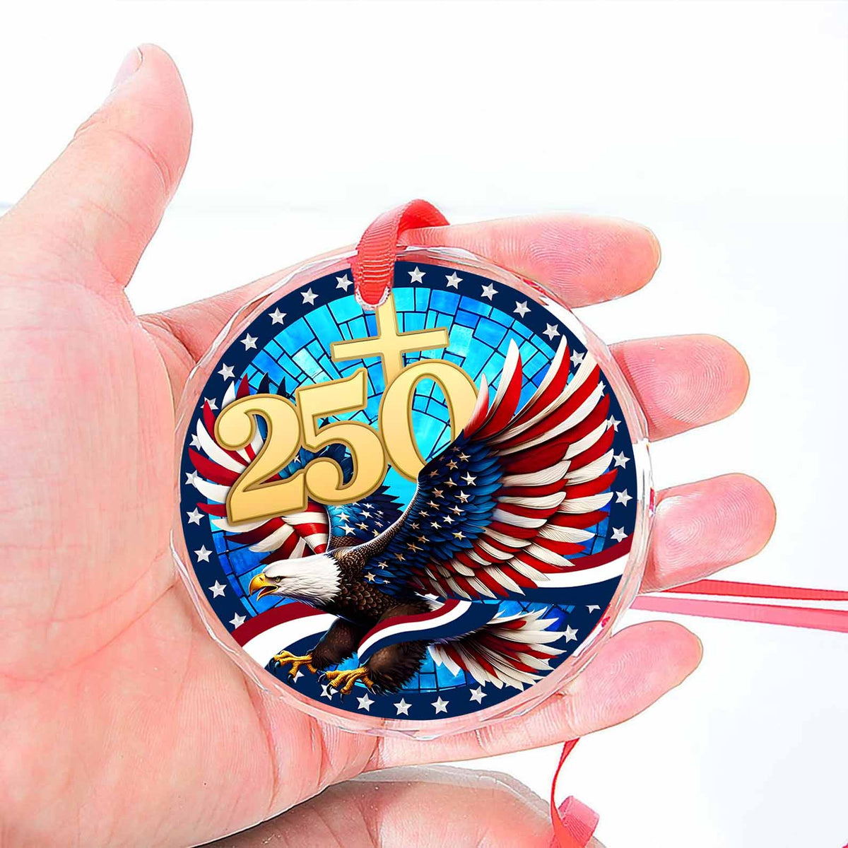 250 Years Of America Eagle Glass Ornament | America 250 Anniversary | Happy 250th Birthday USA | Patriotic 4th Of July Glass Ornament For Christmas Decor 682738