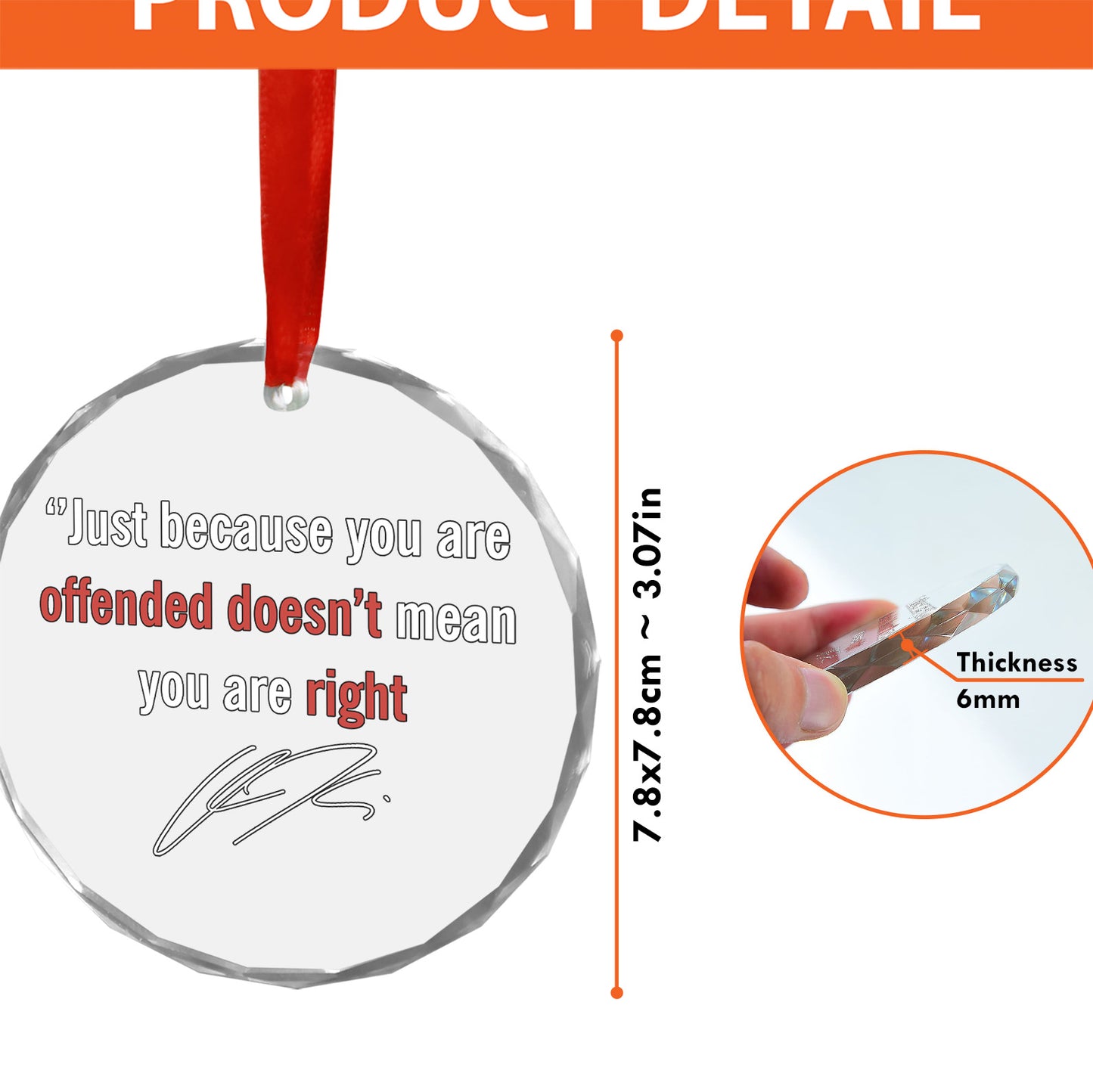 Charlie Kirk Memorial Glass Ornament | Charlie Motivation Quote Ornament | Political Gift Ornament 683016