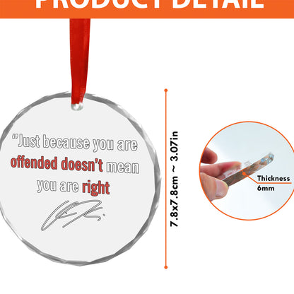 Charlie Kirk Memorial Glass Ornament | Charlie Motivation Quote Ornament | Political Gift Ornament 683016