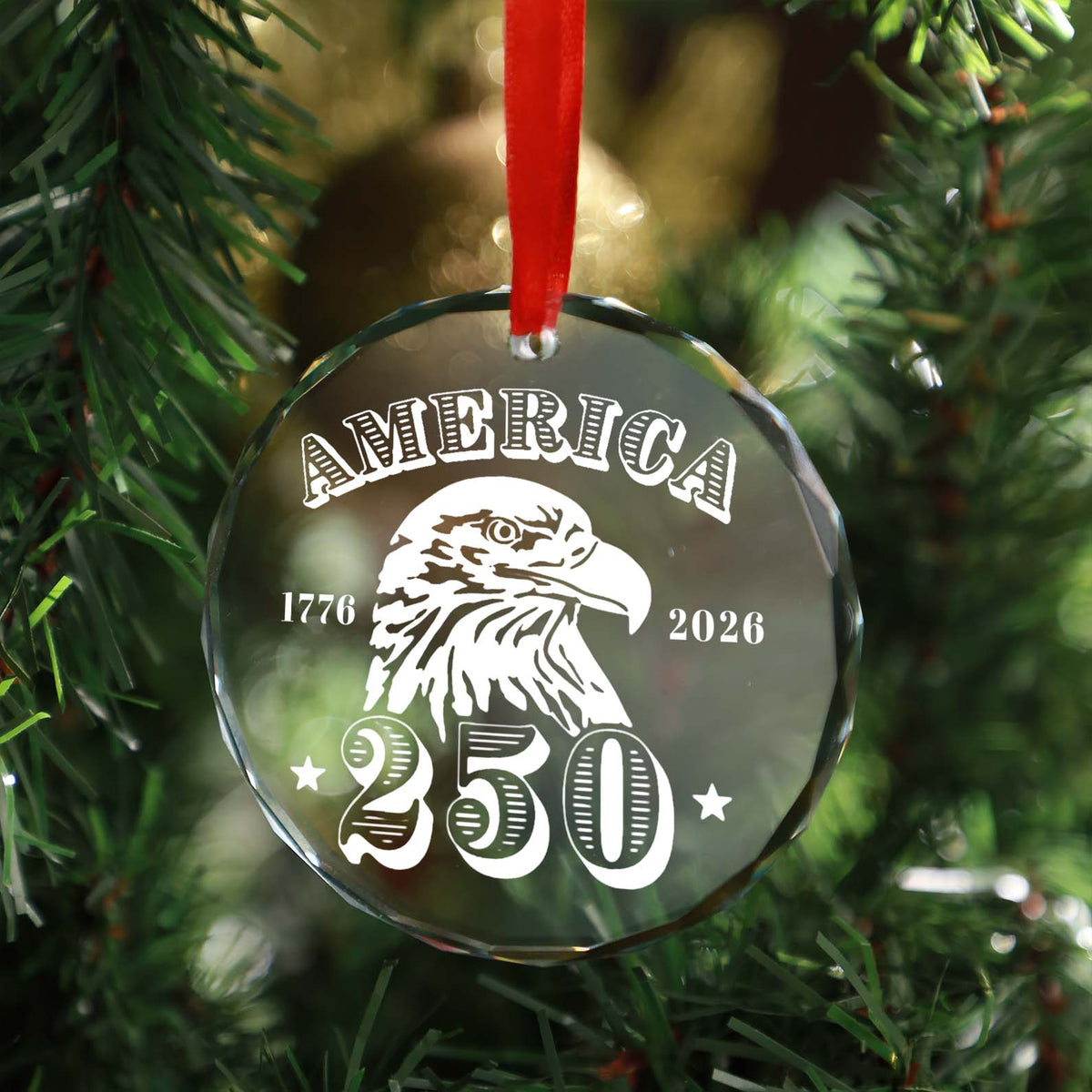 America 250 Years Eagle Glass Ornament | America 250 Anniversary | Happy 250th Birthday USA | Patriotic 4th Of July Glass Ornament For Christmas Decor 682676