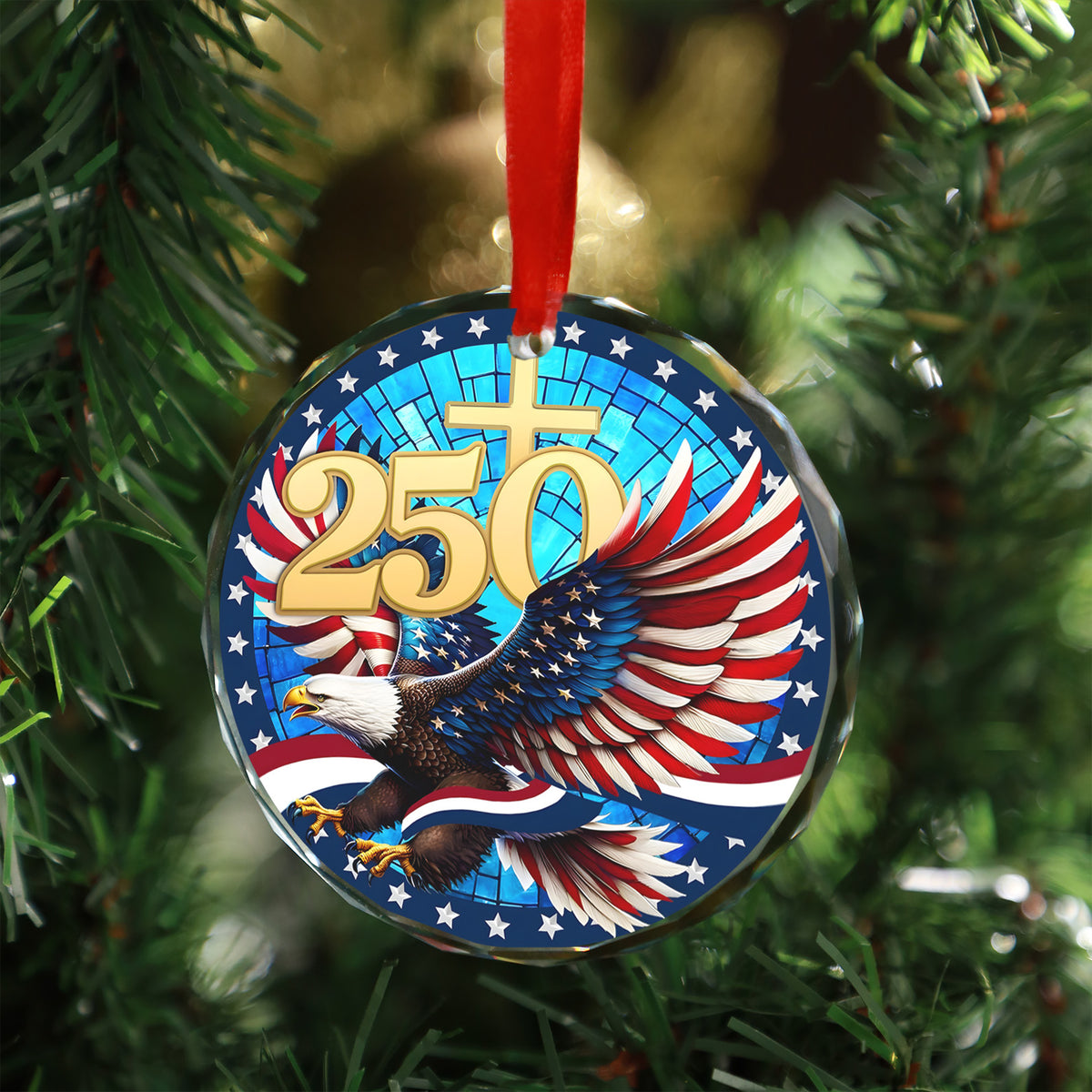 250 Years Of America Eagle Glass Ornament | America 250 Anniversary | Happy 250th Birthday USA | Patriotic 4th Of July Glass Ornament For Christmas Decor 682738