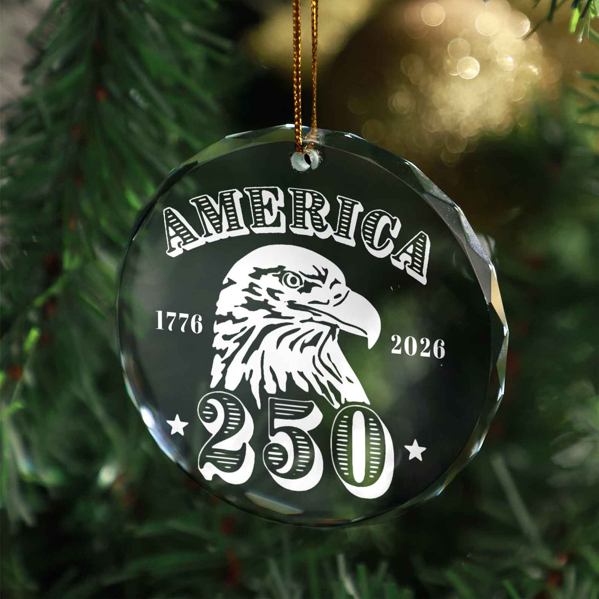 America 250 Years Eagle Glass Ornament | America 250 Anniversary | Happy 250th Birthday USA | Patriotic 4th Of July Glass Ornament For Christmas Decor 682676