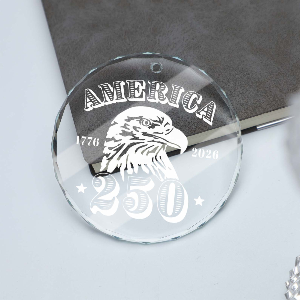 America 250 Years Eagle Glass Ornament | America 250 Anniversary | Happy 250th Birthday USA | Patriotic 4th Of July Glass Ornament For Christmas Decor 682676