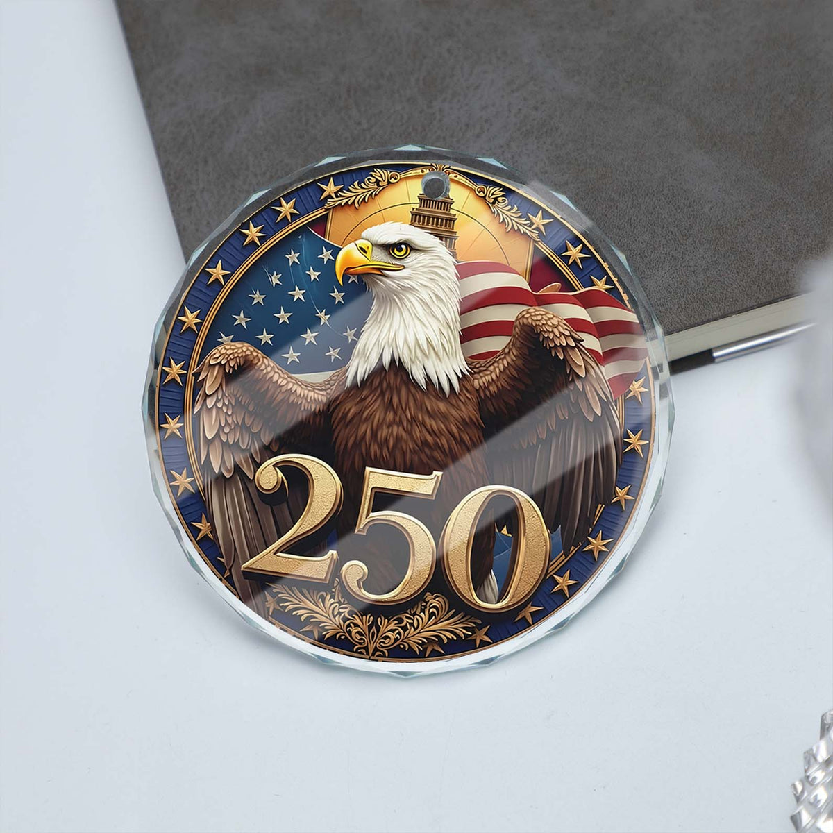 250 Years Bald Eagle Glass Ornament | America 250 Anniversary | Happy 250th Birthday USA | Patriotic 4th Of July Glass Ornament For Christmas Decor 682740