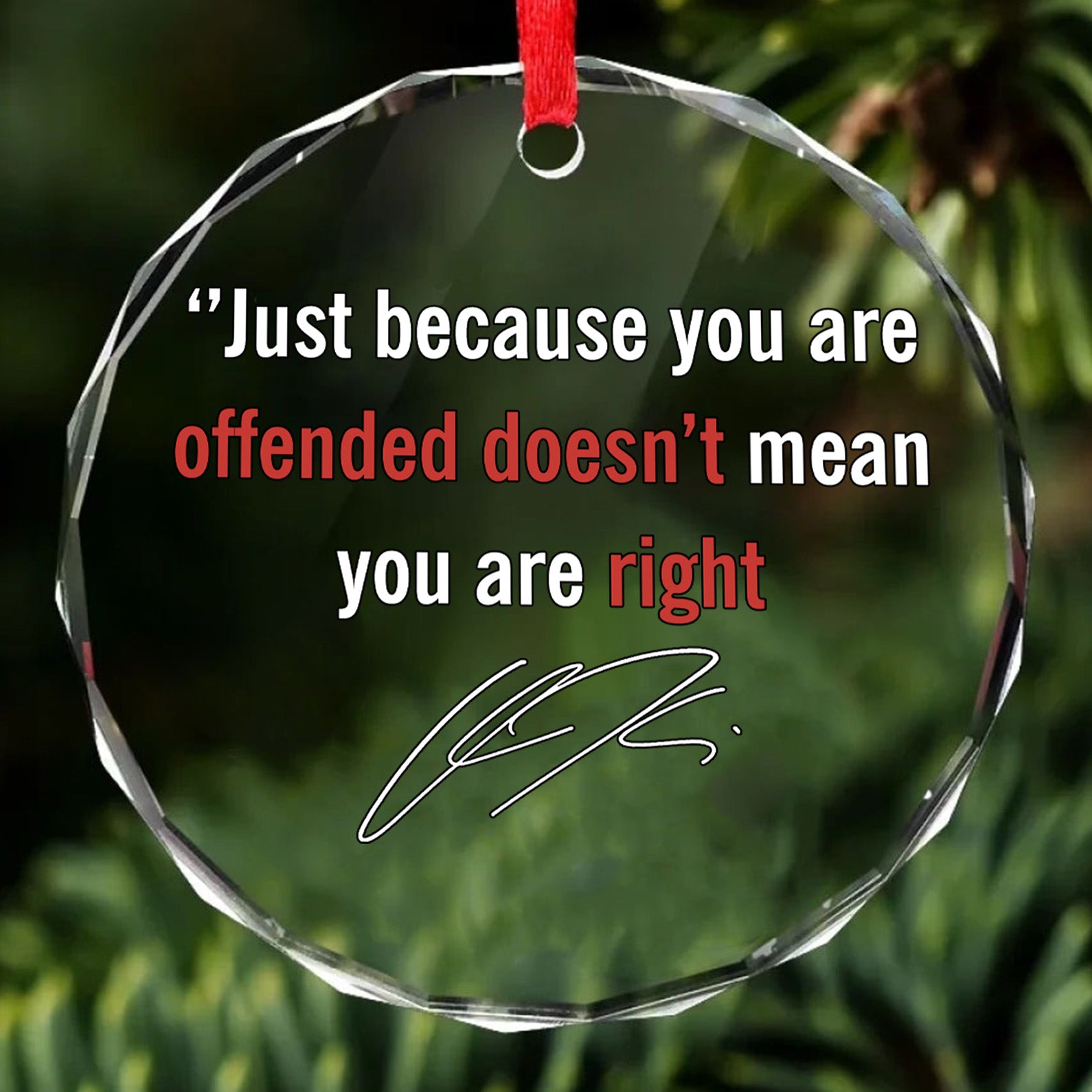 Charlie Kirk Memorial Glass Ornament | Charlie Motivation Quote Ornament | Political Gift Ornament 683016